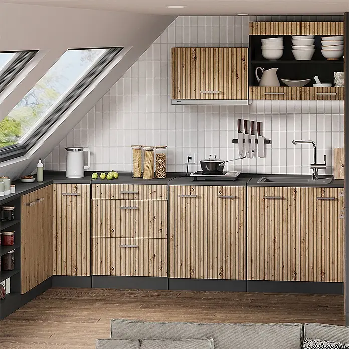 Küchenschrank für Dachschrägen R-Line 80 cm Artisan-Eiche Art.-Nr. 61787 - 
