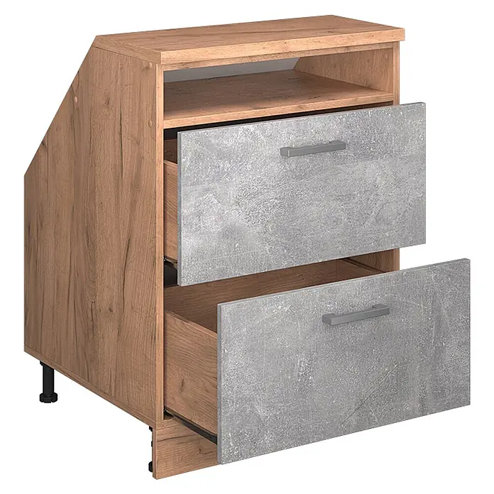 Küchenschrank für Dachschrägen R-Line 60 cm Beton Art.-Nr. 60147 - 