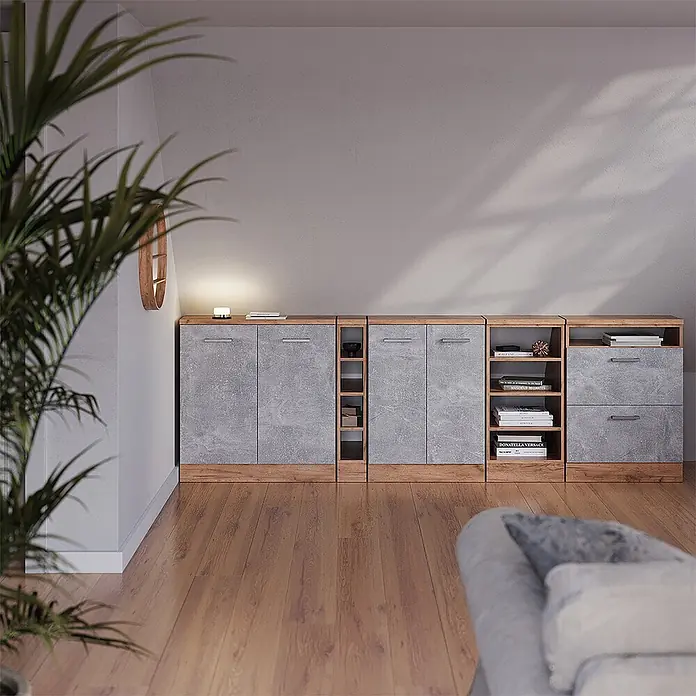 Küchenschrank für Dachschrägen R-Line 60 cm Beton Art.-Nr. 60147 - 