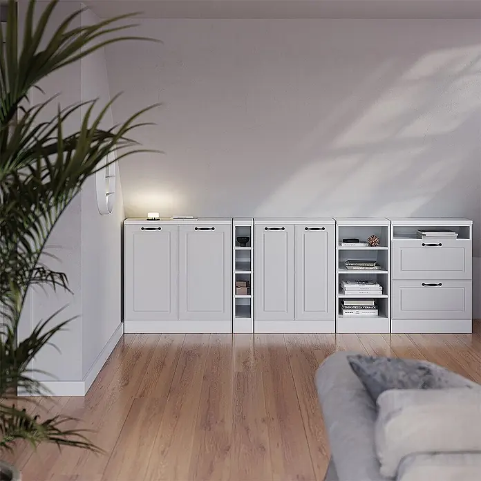 Küchenschrank für Dachschrägen R-Line 140 cm Weiß Landhaus Art.-Nr. 60062 - 