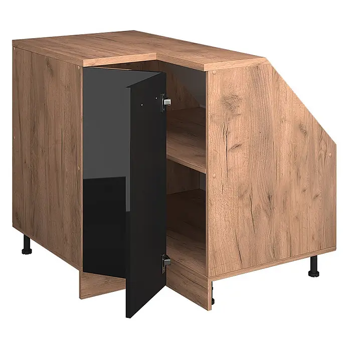 Vicco Eck-Küchenschrank für Dachschrägen R-Line, Schwarz HGL, 75.6 cm - 