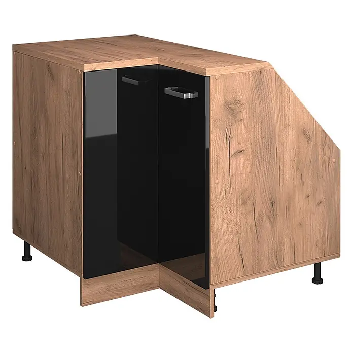 Vicco Eck-Küchenschrank für Dachschrägen R-Line, Schwarz HGL, 75.6 cm - 