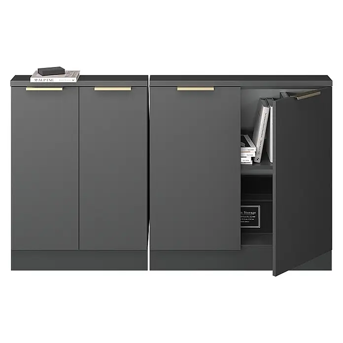 Küchenschrank für Dachschrägen R-Line 140 cm Anthrazit-Gold Art.-Nr. 60605 - 
