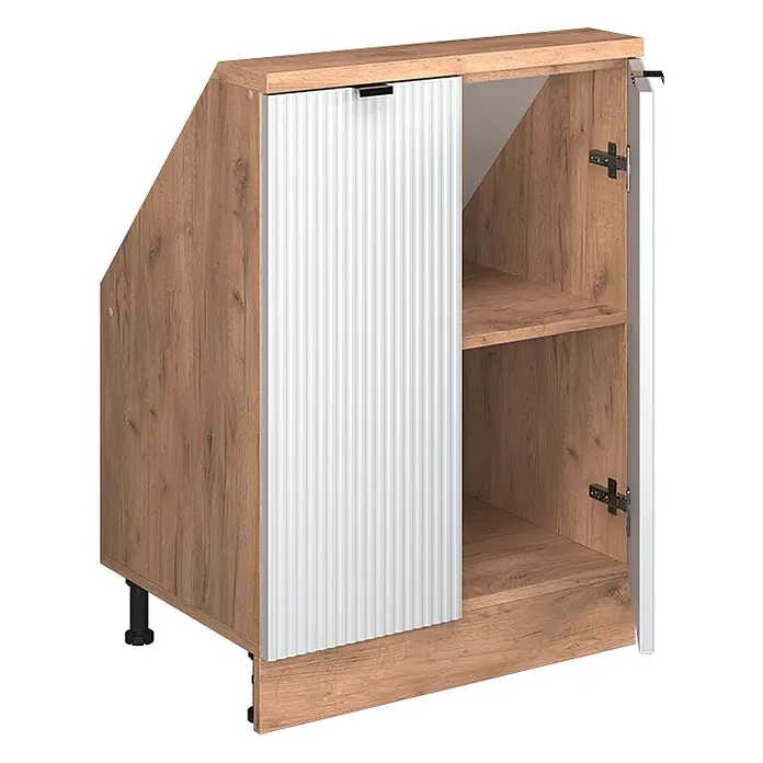 Küchenschrank für Dachschrägen R-Line 60 cm Weiß Riffel Art.-Nr. 60632 - 