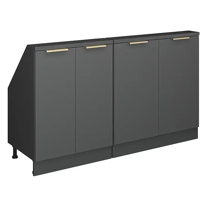 Küchenschrank für Dachschrägen R-Line 140 cm Anthrazit-Gold Art.-Nr. 60605 - 