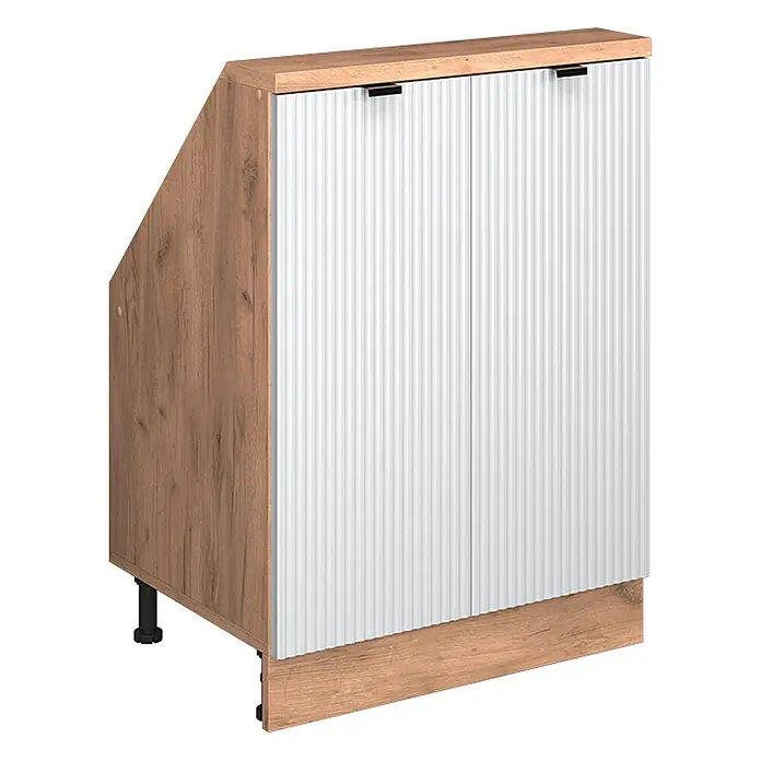 Küchenschrank für Dachschrägen R-Line 60 cm Weiß Riffel Art.-Nr. 60632 - 