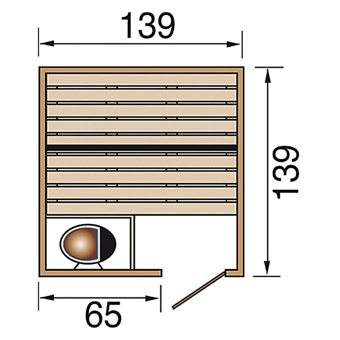 Weka Massivholzsauna 537 GT Gr.1  (Ohne Ofen, Außenmaß: 139 x 139 x 203,5 cm)