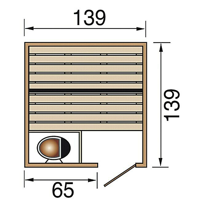 Weka Massivholzsauna Valida 1 GTOhne Ofen, Außenmaß: 139 x 139 x 203,5 cm Unknown