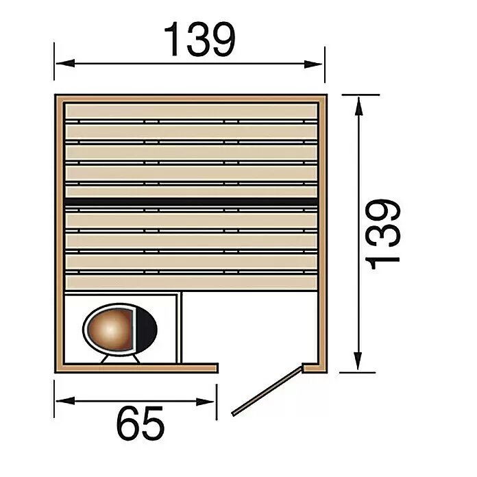 Weka Massivholzsauna Valida 1 GT - L x B x H: 139 x 139 x 203,5 cm