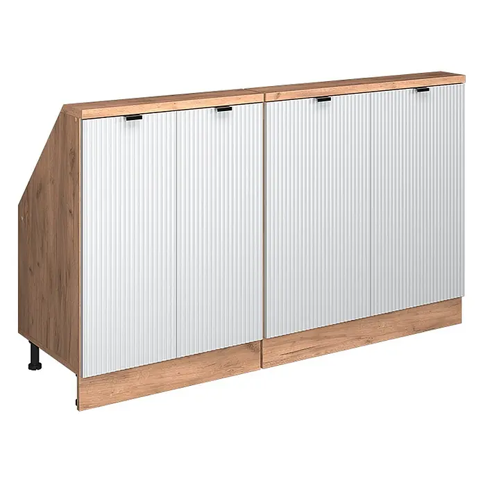 Küchenschrank für Dachschrägen R-Line 140 cm Weiß Riffel Art.-Nr. 60608 - 