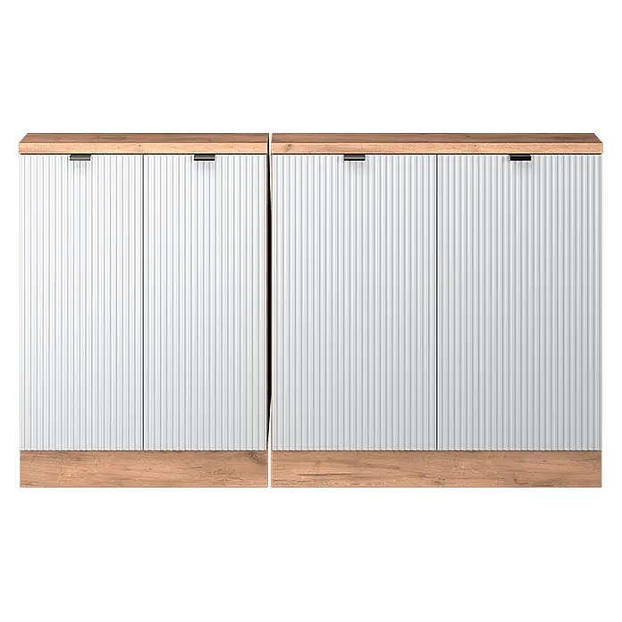Küchenschrank für Dachschrägen R-Line 140 cm Weiß Riffel Art.-Nr. 60608 - 