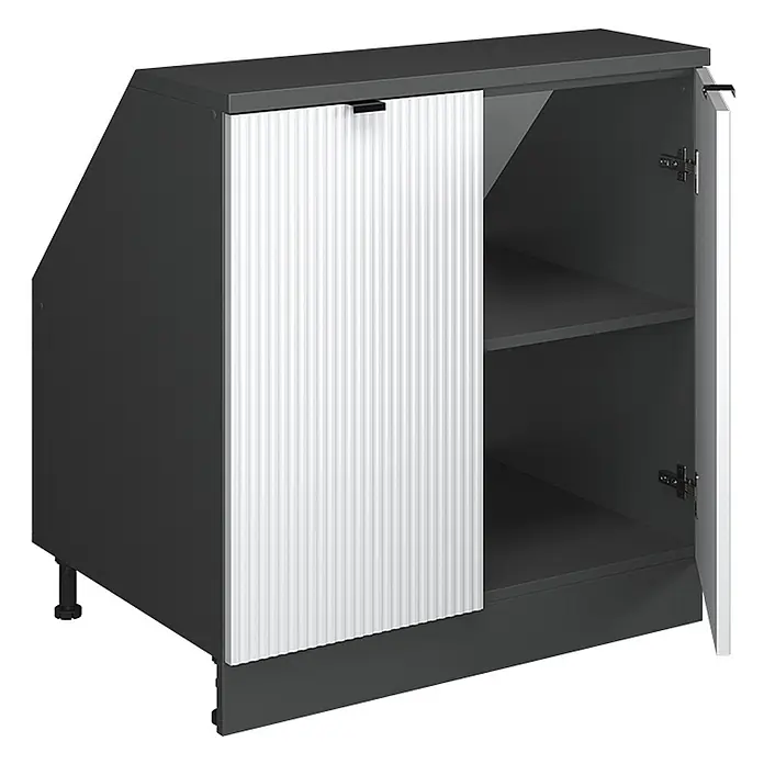 Küchenschrank für Dachschrägen R-Line 80 cm Weiß Riffel Art.-Nr. 60672 - 