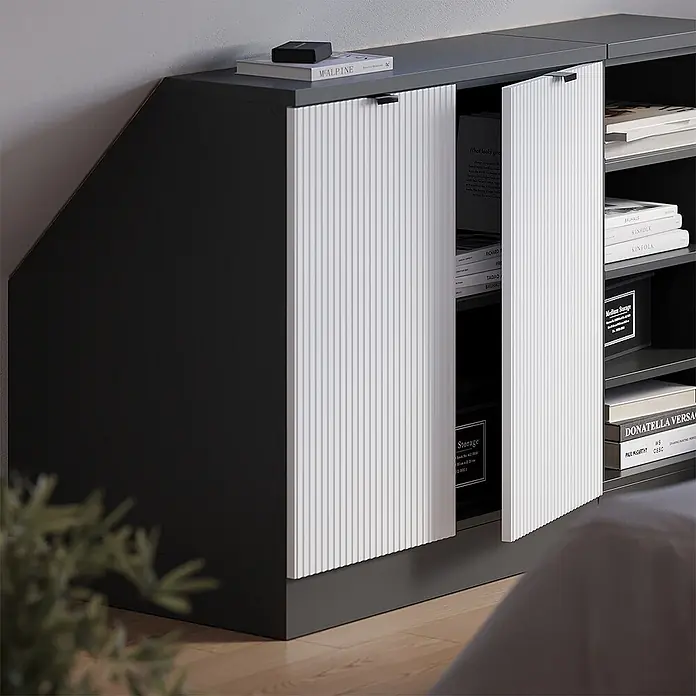 Küchenschrank für Dachschrägen R-Line 80 cm Weiß Riffel Art.-Nr. 60672 - 