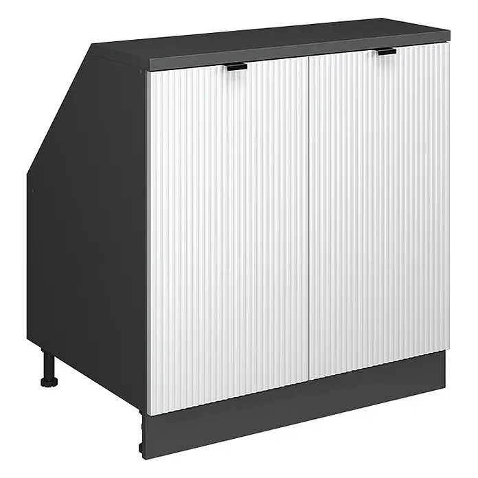 Küchenschrank für Dachschrägen R-Line 80 cm Weiß Riffel Art.-Nr. 60672 - 