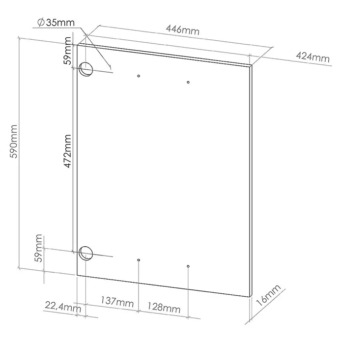 Küchenfront R-Line 44.6 cm Edelgrau Art.-Nr. 37362 - 