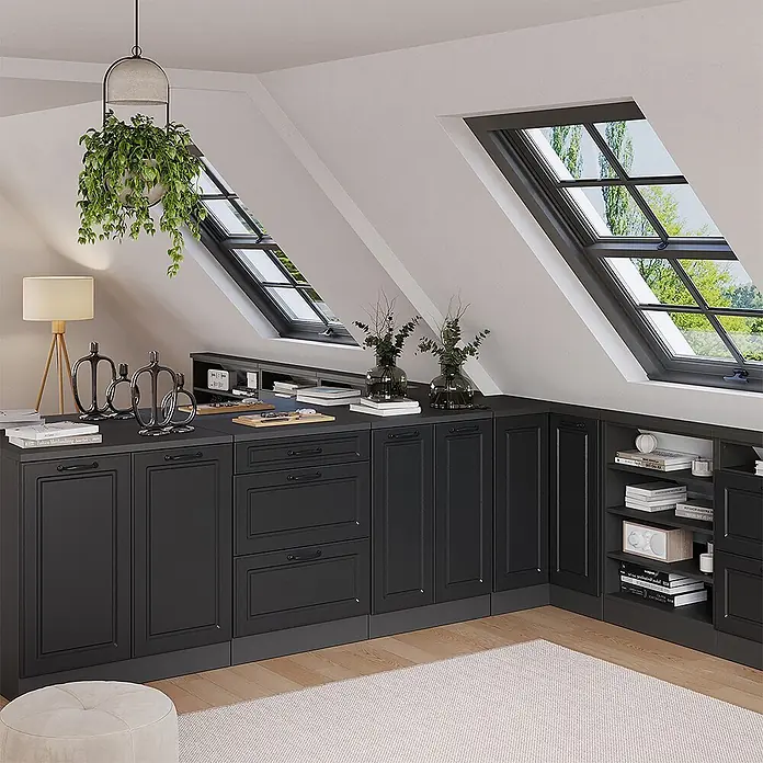 Vicco Küchenschrank für Dachschrägen R-Line, Anthrazit Landhaus, 60 cm - 