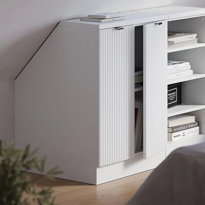 Küchenschrank für Dachschrägen R-Line 60 cm Weiß Riffel Art.-Nr. 60670 - 
