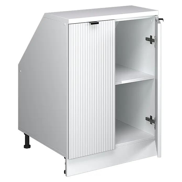 Küchenschrank für Dachschrägen R-Line 60 cm Weiß Riffel Art.-Nr. 60670 - 
