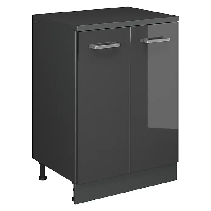 Vicco Küchenschrank für Dachschrägen R-Line, Anthrazit Hochglanz, 60 cm - 