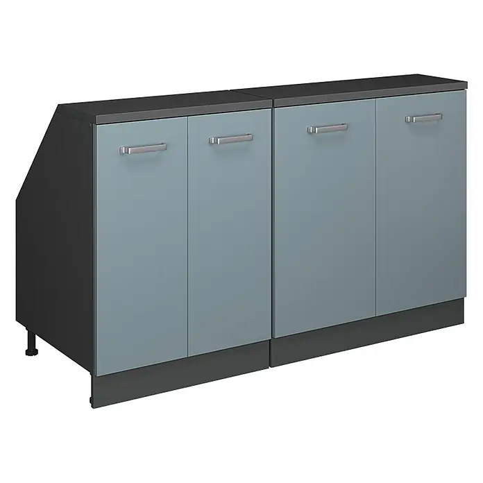 Küchenschrank für Dachschrägen R-Line 140 cm Blau-Grau Art.-Nr. 60098 - 