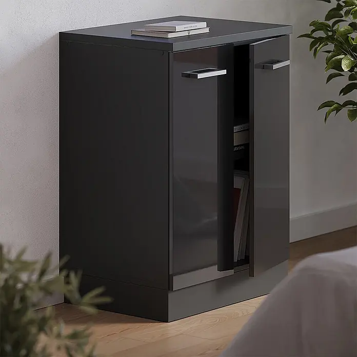 Vicco Küchenschrank für Dachschrägen R-Line, Anthrazit Hochglanz, 60 cm - 