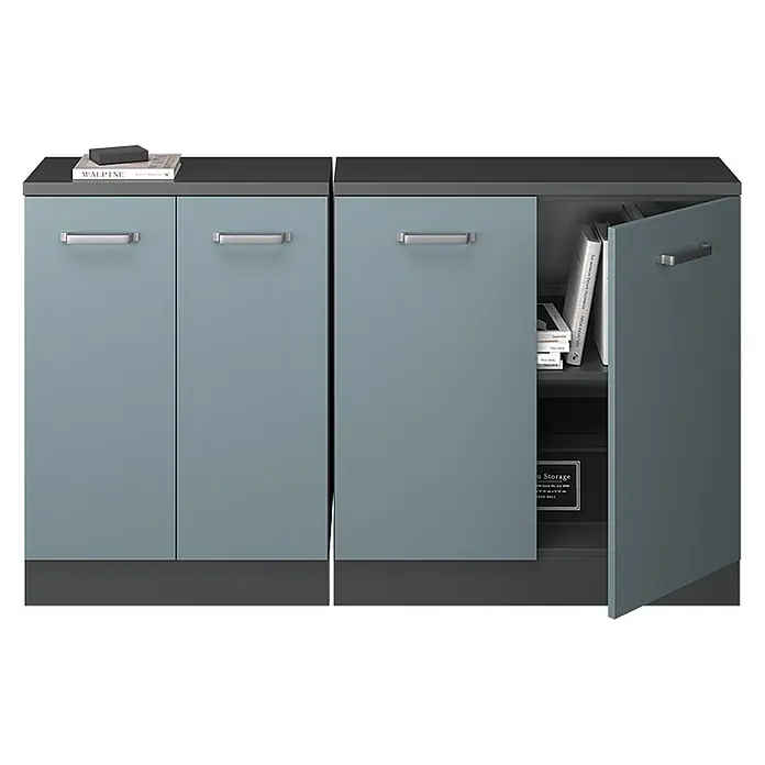 Küchenschrank für Dachschrägen R-Line 140 cm Blau-Grau Art.-Nr. 60098 - 