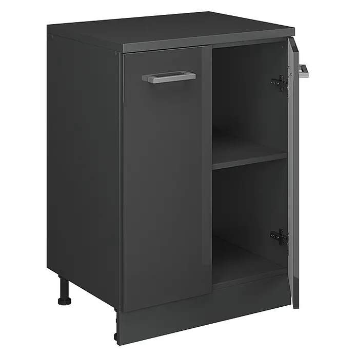 Vicco Küchenschrank für Dachschrägen R-Line, Anthrazit Hochglanz, 60 cm - 