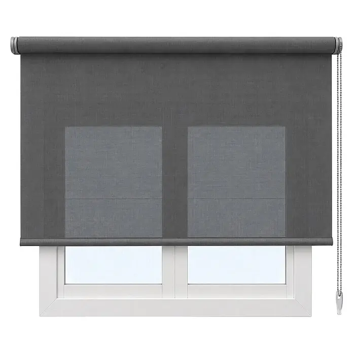 Estor enrollable Screen 5% - An x Al: 90 x 250 cm, Perla negro, Otros - Estor enrollable gris instalado en una ventana.