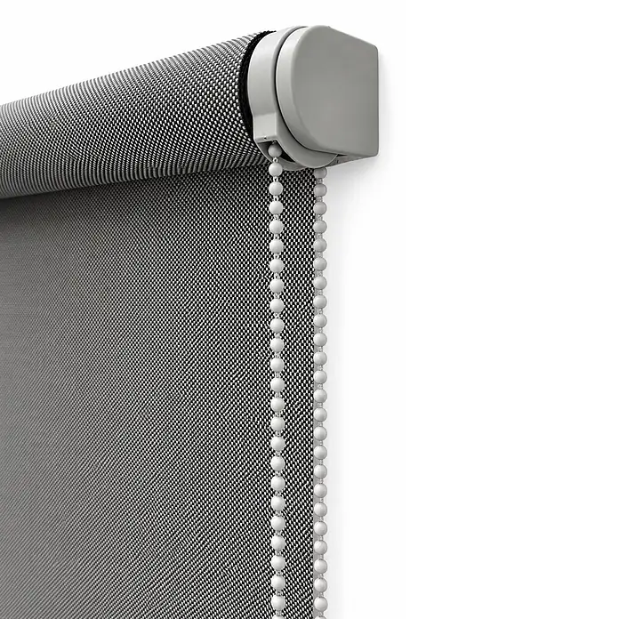 Estor enrollable Screen 5% - An x Al: 90 x 250 cm, Perla negro, Otros - Estor enrollable gris con patrón tejido, cadena de bolas blanca y mecanismo de montaje gris.
