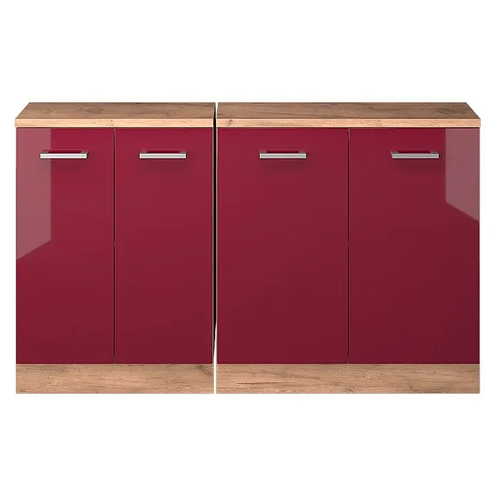 Küchenschrank für Dachschrägen R-Line 140 cm Rot Hochglanz Art.-Nr. 60021 - 