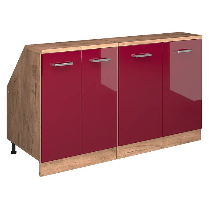 Küchenschrank für Dachschrägen R-Line 140 cm Rot Hochglanz Art.-Nr. 60021 - 