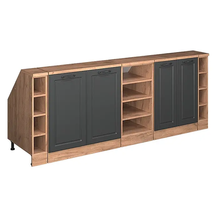 Vicco Küchenschrank für Dachschrägen R-Line, Anthrazit Landhaus, 210 cm - 