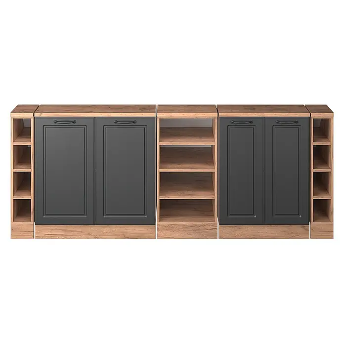 Vicco Küchenschrank für Dachschrägen R-Line, Anthrazit Landhaus, 210 cm - 