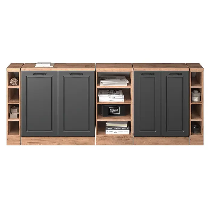 Vicco Küchenschrank für Dachschrägen R-Line, Anthrazit Landhaus, 210 cm - 