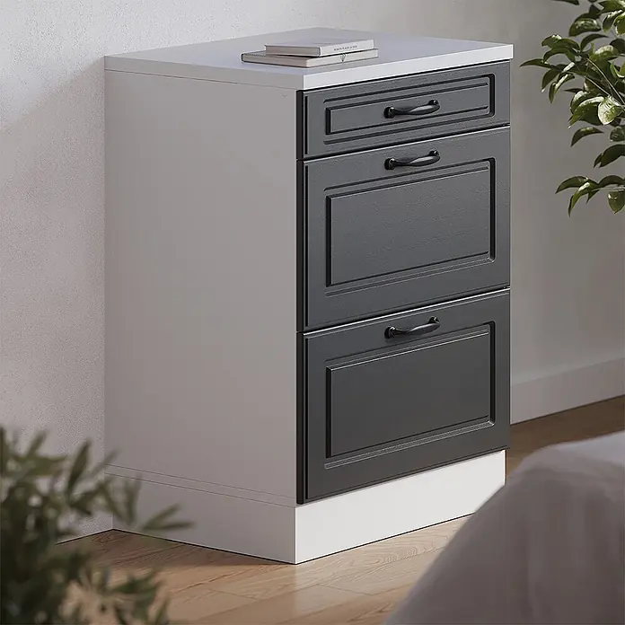 Vicco Küchenschrank für Dachschrägen R-Line, Anthrazit Landhaus, 60 cm - 