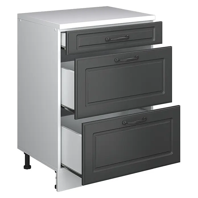 Vicco Küchenschrank für Dachschrägen R-Line, Anthrazit Landhaus, 60 cm - 