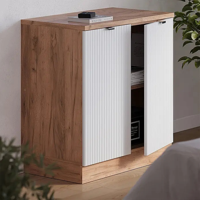 Küchenschrank für Dachschrägen R-Line 80 cm Weiß Riffel Art.-Nr. 61813 - 