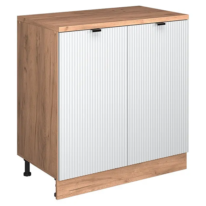 Küchenschrank für Dachschrägen R-Line 80 cm Weiß Riffel Art.-Nr. 61813 - 