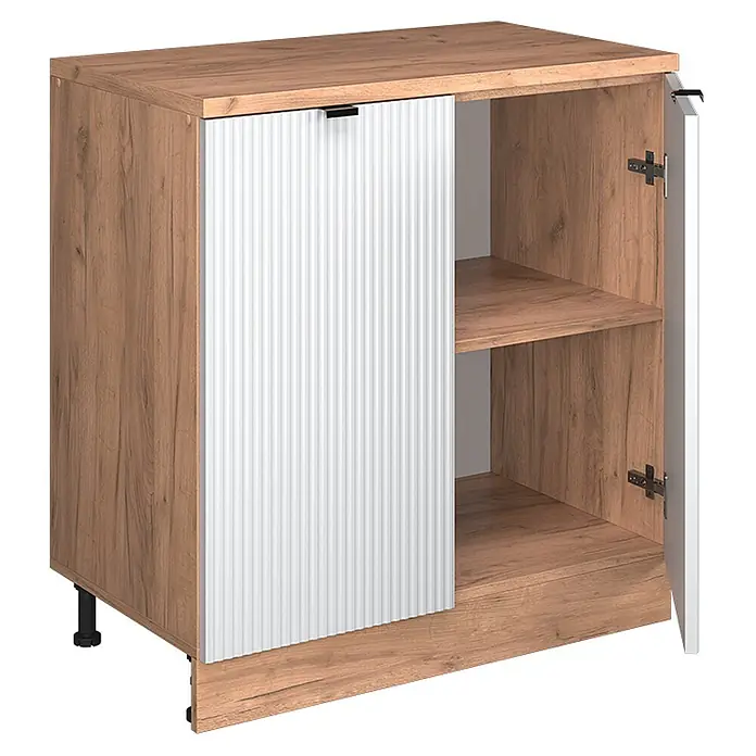 Küchenschrank für Dachschrägen R-Line 80 cm Weiß Riffel Art.-Nr. 61813 - 