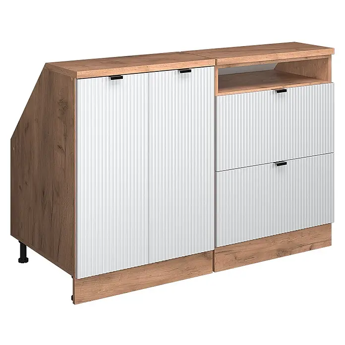 Küchenschrank für Dachschrägen R-Line 120 cm Weiß Riffel Art.-Nr. 60644 - 