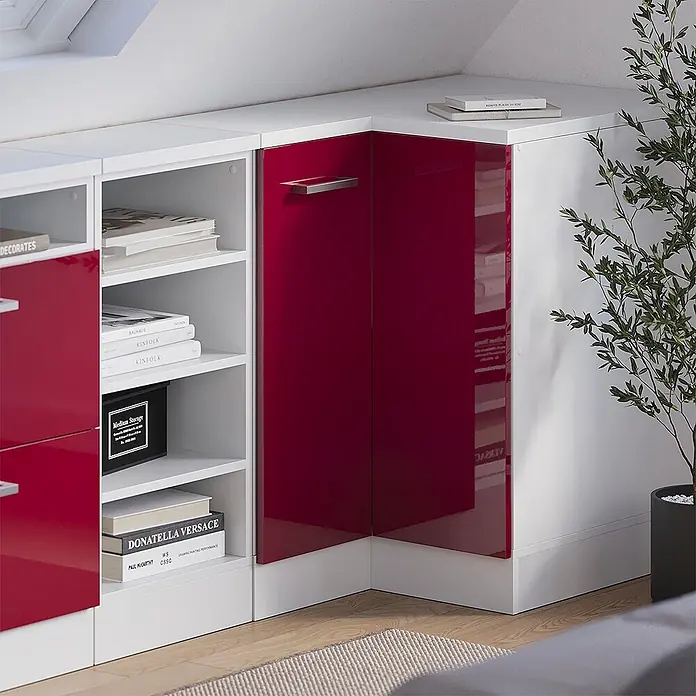 Küchenschrank für Dachschrägen R-Line 75.6 cm Rot Hochglanz Art.-Nr. 60168 - 