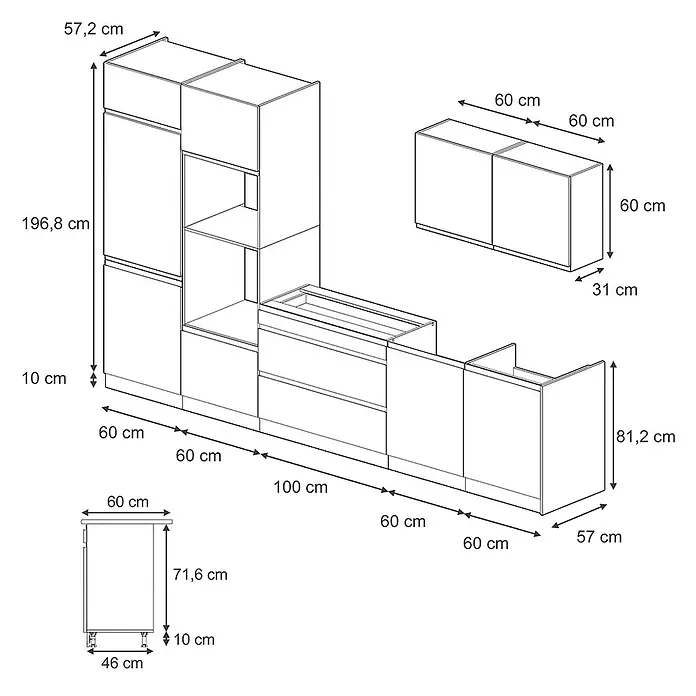 Küchenzeile R-Line 340 cm Anthrazit Art.-Nr. 70600 - 