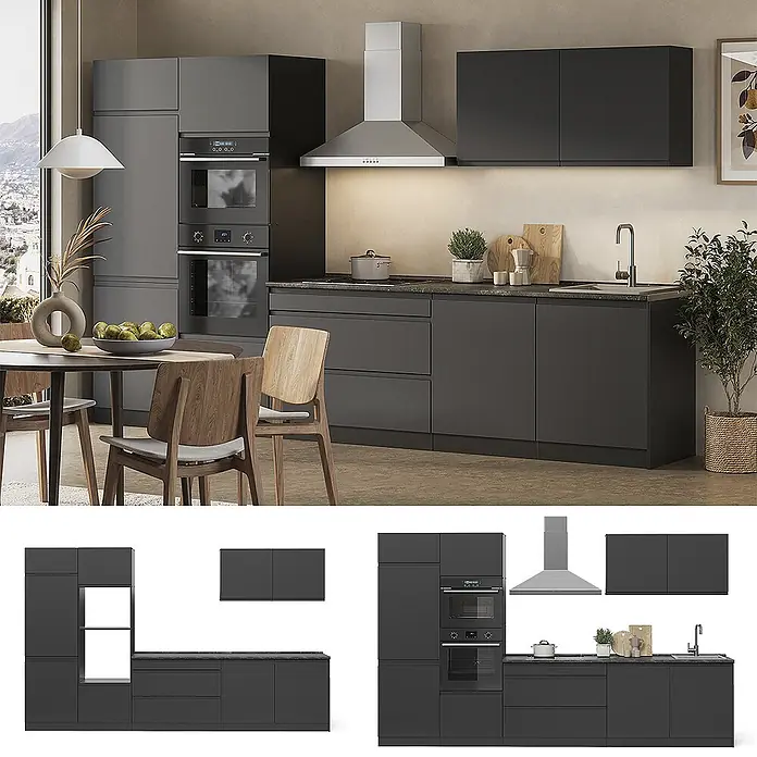 Küchenzeile R-Line 340 cm Anthrazit Art.-Nr. 70592 - 