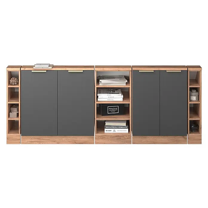 Küchenschrank für Dachschrägen R-Line 210 cm Anthrazit-Gold Art.-Nr. 60613 - 