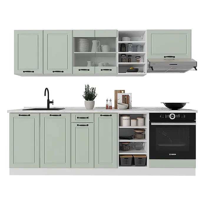 Küchenzeile R-Line 240 cm Mint Landhaus Art.-Nr. 70866 - 