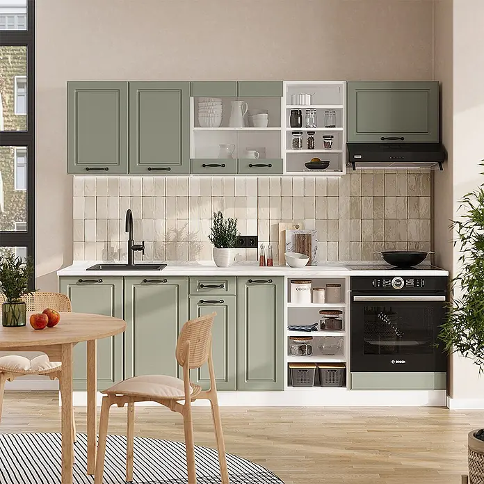 Küchenzeile R-Line 240 cm Mint Landhaus Art.-Nr. 70866 - 