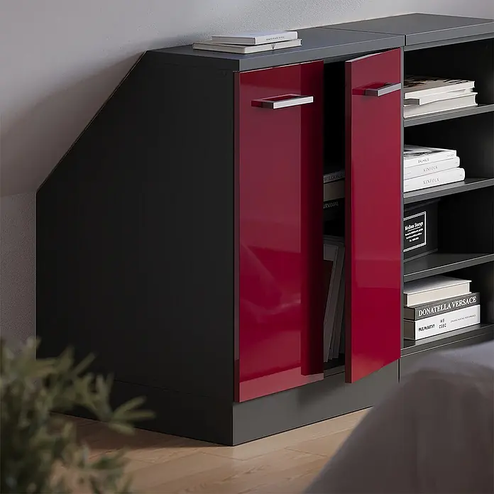 Küchenschrank für Dachschrägen R-Line 60 cm Rot Hochglanz Art.-Nr. 60270 - 