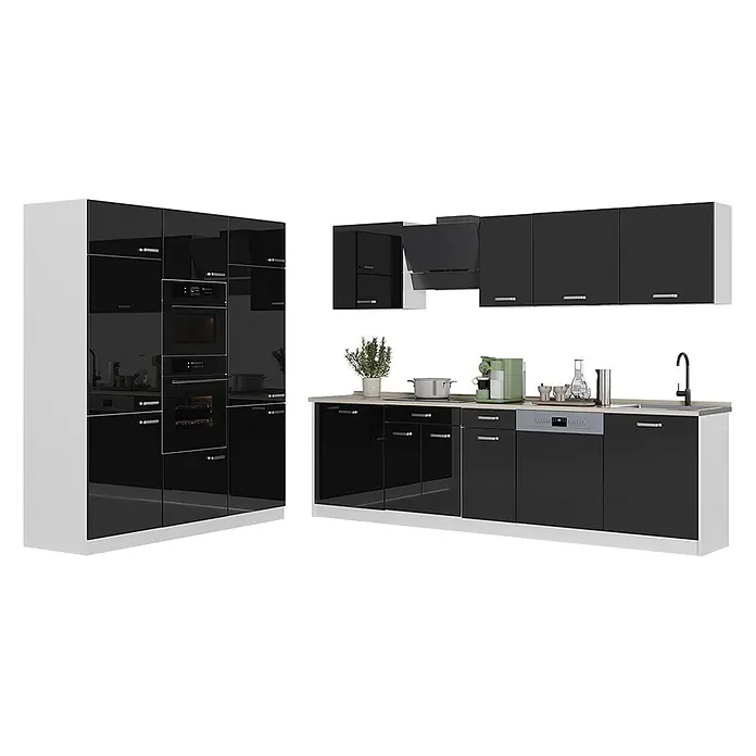 Küchenzeile R-Line 180 cm Schwarz Hochglanz Art.-Nr. 66242 - 