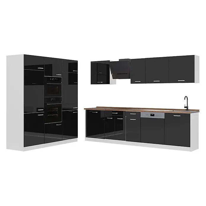 Küchenzeile R-Line 180 cm Schwarz Hochglanz Art.-Nr. 66243 - 