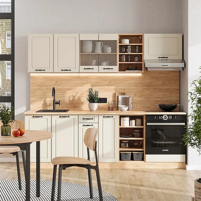 Küchenzeile R-Line 240 cm Sand Landhaus Art.-Nr. 70864 - 